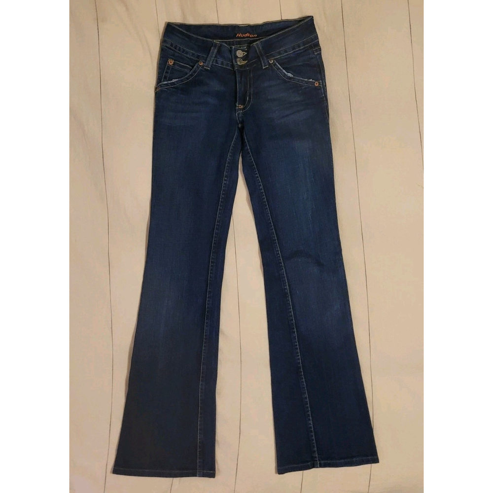 Hudson Medium Clean Wash Low Rise Y2K Flare Jeans 26 EUC 32.5 Inseam